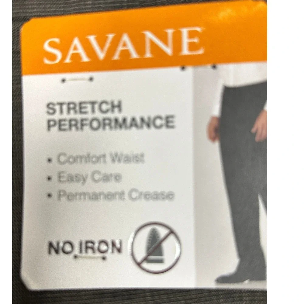 NEW Savane Pants Mens 42X30 Chinchilla Brown Dress Stretch Performance Straight